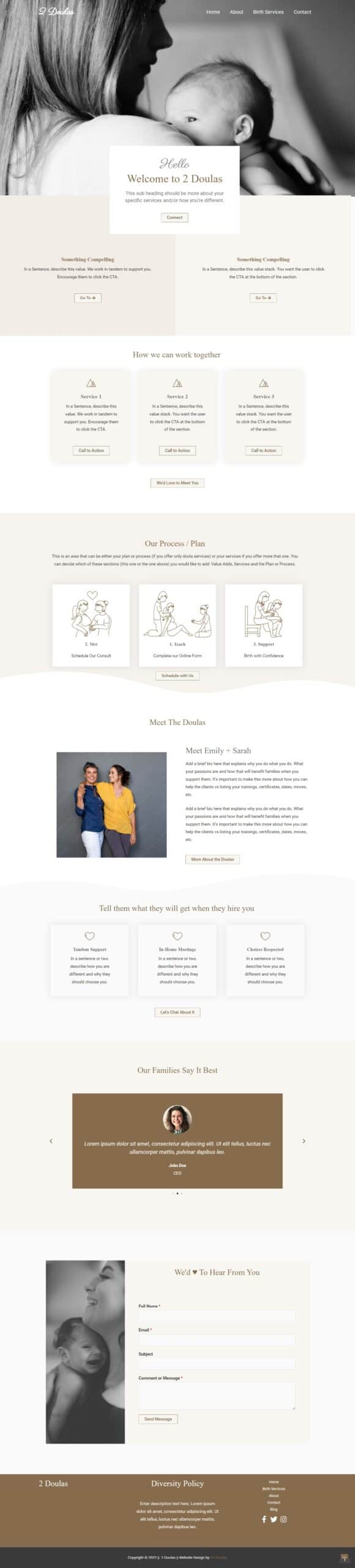 Doula Website Template Doula Website Ideas